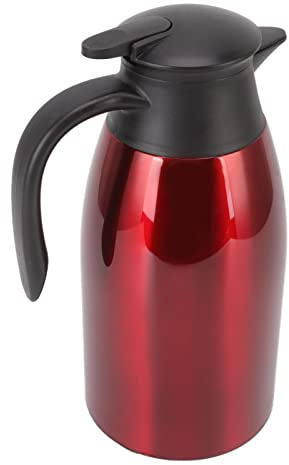 Ejoyous Pichet Sous Vide en Acier Inoxydable, Cafetière Isolée 2 L, Bouteille, Couvercle Anti-fuite pour Eau Chaude au Bureau, Hôtel et Restaurant (Bourgogne)