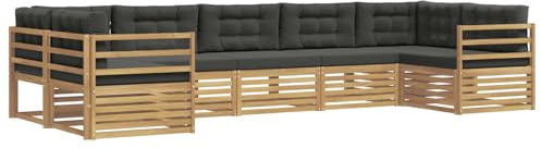 vidaXL Outdoor-Sofagarnitur 7 pcs Weiß und Anthrazit Polyester, Gartensofa, Moderne Außenmöbel, Bequeme Sitze, Lounge am Pool, funktionale Design für die Terrasse