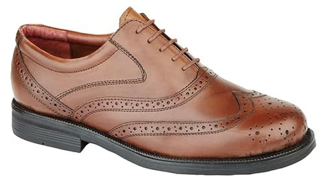 Scimitar Mens Gents Leather Wide Fit Brogues Shoes Size 6-14 Brown