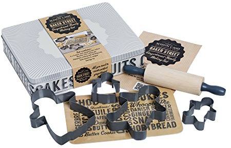 Mason Cash Baker Lane Set Famiglia di Pan di Zenzero in Scatola di Latta, 26 x 5 x 20 cm, Grigio/Multicolore