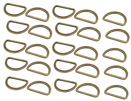 sourcing map 25 Stück 25mm D-Ringe Halbringe geschweißt Zinklegierung Flach Ring Bronzeton DE de