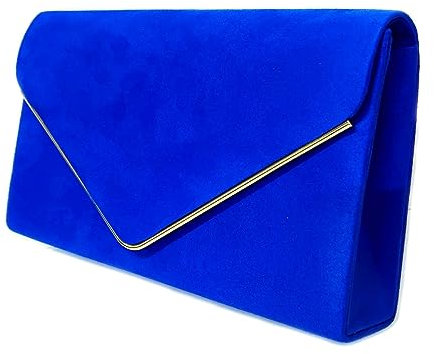 LeahWard Women's Clutch Bag Wedding Evening Handbags Suede Night Out Purse 1616 (Royal)