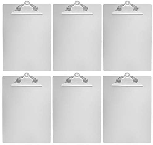 Amazon Basics Klemmbrett, Aluminium, US-Letter-Format, Standard-Klemme, 6Stück, Silber