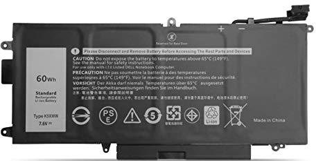 ASKC 60Wh K5XWW Laptop Battery for Dell Latitude 7389 5289 E5289 7390 2-in-1 L3180 Series Notebook 6CYH6 71TG4 725KY N18GG J0PGR 7.6V 4-Cell