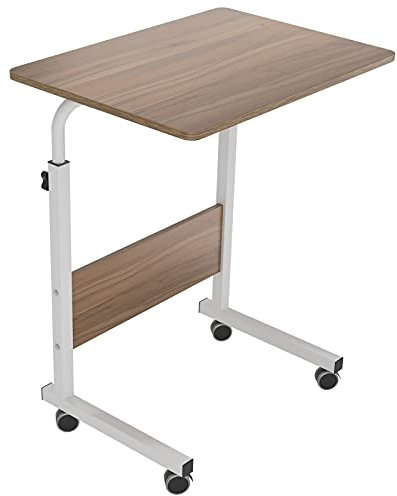 SogesPower Laptop-Tisch Rolltisch Laptopständer Höhenverstellbarer Beistelltisch auf Rollen für Bett und Sofa 60 x 40 cm
