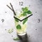 levandeo Wanduhr Glas 30x30cm Eiswürfel Cocktail Limette Glasuhr Uhr Glasbild Küche Bar Deko