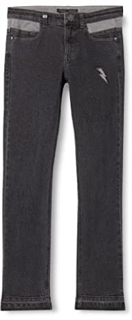 IKKS Jungen Denim Coupe Slim Foncé et Gris Clair Destroy Rock Xu29113.98 Jeans, Black Used, 2 Jahre