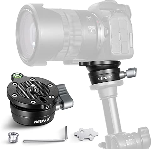NEEWER Stativ Nivellierungsbasis,Kamera Nivellierer mit Wasserwaage,Einstellplatte aus Aluminiumlegierung,1/4” Befestigungsschraube&1/4”-3/8” Schraubadapter,kompatibel mit Canon Nikon Sony DSLR Kamera