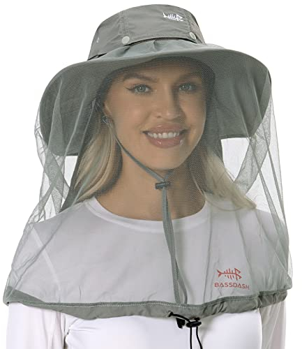Bassdash UPF 50+ Moskito Sonnenhut mit verstecktem Kopfnetz und Nackenschutz für Herren Damen Angeln Wandern Camping