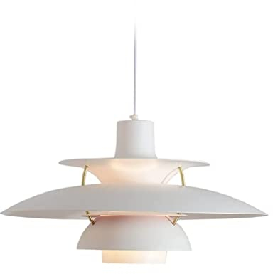 WQCSH Pendelleuchte Kreativer Moderner Minimalistischer Einfachheit Kronleuchter Dänemark Design Hängeleuchte Für Esszimmer Wohnzimmer Küche Restaurant lagern Kaffee Büro Schmücken 50CM -(Weiß)