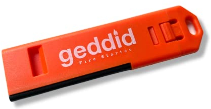 geddid Feuerstarter Schlüsselanhänger mit 120db Notsignalpfeife, Metallschaber und Befestigungsöse für Survival Camping Outdoor - orange