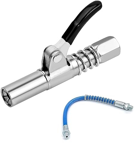mellystore Fettpresse Kupplung 10000 PSI Fettpresse Mundstück mit 30cm Schlauch G Coupler für Fettpresse 1/8” NPT Schmiernippel Fettpresse für Alle Arten von Fettpressen