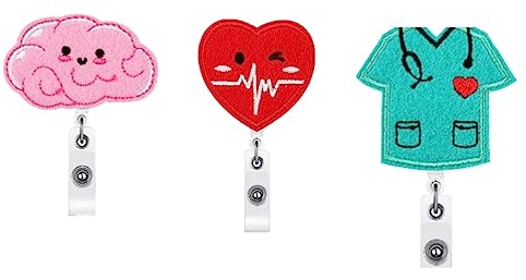 Porte Badge Enrouleur, 3pcs Porte-badges avec Clip Rétractable, Infirmière Porte-Badge porte-badges rétractables pour les médecins et le personnel cadeau d'étudiant