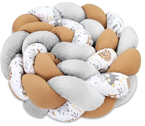 Totsy Baby Kuschelkissen Kinder Kissen Deko 200 cm - flauschig Dekokissen Kinderzimmer Kinderkissen Zierkissen geflochten Baumwolle Minky Hirsch Grau