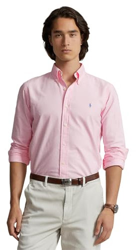 Polo Ralph Lauren Men's Classic Long Sleeve Oxford Shirt, Carmel Pink, Large