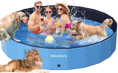 Meowant Piscina Plegable para Perros, 2024 Nuevo Piscina Perros Grandes Adecuado para Perros de Gran tamaño, PP Material Resistente y Duradero 4XL(220×40cm)