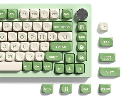 dagaladoo Double Shot PBT keycaps Set,MOA Profile keycaps 75% 100%,Dye Sublimation Keyboard caps,130 Keys Custom Key caps for Gateron MX Switches Mechanical Keyboard (Green/Beige/Brown)
