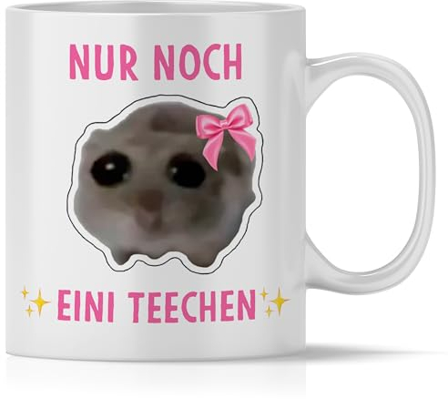 mindmonkeys® Sad Hamster Meme Lustige Tassen Hamsti Lustige Sprüche Tasse | Eini Teechen | Keramik 300 ml
