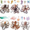 craspire Fensteraufkleber Mit Oktopus Motiv Selbstklebend 8 Blatt PVC Meer Ozean 3D Glas Wandaufkleber Quallen Seesterne Muscheln Korallen Seepferdchen Meerestiere Abziehen Und Ankleben