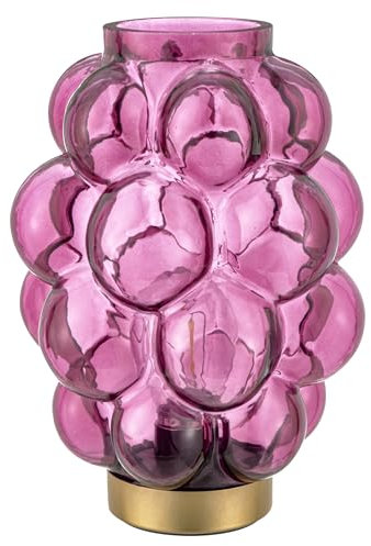 Baroni Home Lampe de Table en Verre à Piles, Lampe de Chevet et de Salon, Lampe de Bureau Design Moderne, 15x15x20 cm, Bubble Violet