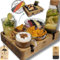 WBN Wood Couch Bar - Couchbar Snackbox aus Echtholz Linde - Snackbar, Serviertablett, Sofatablett & Organizer für Snacks & Getränke, 37x27x6,5 cm, in Braun (Walnuss) - Ohne Glasschalen