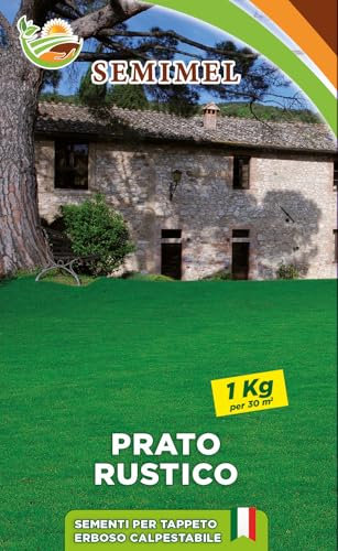 Prato Rustico - Miscuglio a Sviluppo Veloce, Resistente al Calpestio, Ideale per Spazi Pubblici, 1 kg di Semi 1 confezione