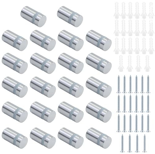 22 distanziatori da parete in acciaio inox, in plexiglas, 12 x 20 mm, per fissaggio in vetro