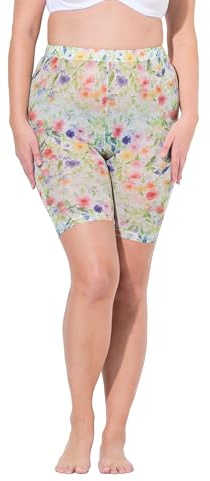 Ulla Popken Damen große Größen Übergrößen Plus Size Strumpf-Radler, Blüten, Mesh, Oberschenkel-Schutz multicolor 58+ 839723900-58+