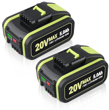 2 Packs 5.0Ah 20V Replacement for Worx Battery Lithium-Ion Compatible with Worx 20V Max Battery WA3551 WA3551.1 WA3553 WA3556 WA3605 WA3641 WG629E WG546E Power Tools