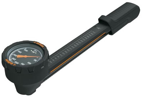 SKS GERMANY USP Dämpferpumpe, mit extra großem Manometer, für AV-Ventile | Pumpe, drehbarer EPDM-Schlauch, Druckablass-Funktion, Ventilkopf mit zweistufiger Verschrauubung, max. Druck: 27,5 bar/400PSI