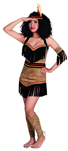 Boland - Erwachsenen-Kostüm Indianerin, verschiedene Größen, kurzes Kleid, Haarband, Arm- und Beinstulpen, Squaw, Wilder Westen, Set, Karneval, Mottoparty