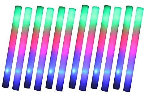 Schramm® 12 Stück LED Partystick 47cm Styropor 3 Funktionen Party Stab Schaumstoff Party Stick leuchten wie Knicklichter Glow Sticks