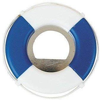 linoows Maritimer Flaschenöffner Rettungsring, Kapselheber Blau- Weiß Ø 7 cm