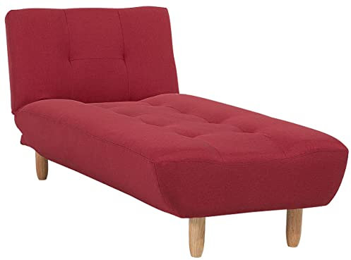 Beliani Chaiselounge Stoffbezug rot gesteppt verstellbare Rückenlehne Retro-Stil Alsten
