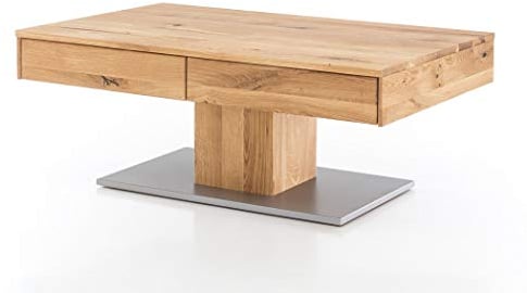 expendio Couchtisch Arne Wildeiche geölt 110x75x44 cm Sofatisch Massivholztisch Säulentisch Wohnzimmertisch Beistelltisch Wohnzimmer