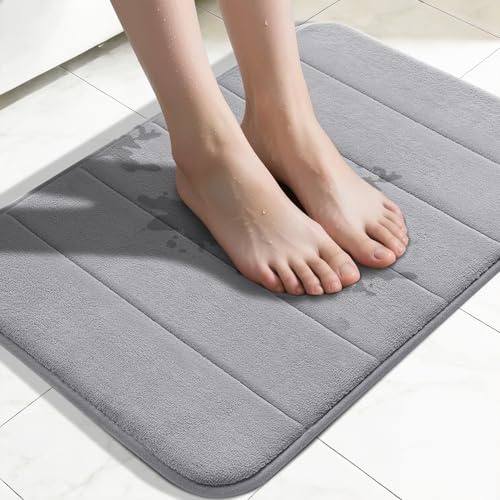 Yimobra Memory Foam Bath Mat, Super Soft & Absorbent Bathroom Rug, Grey