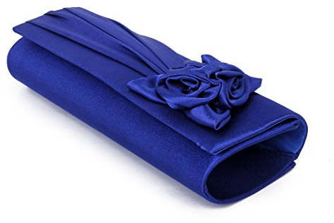 Sac à main en satin avec bandoulière Motif floral Rose plissé à rabat en satin, bleu marine (Bleu) - N00134ZS