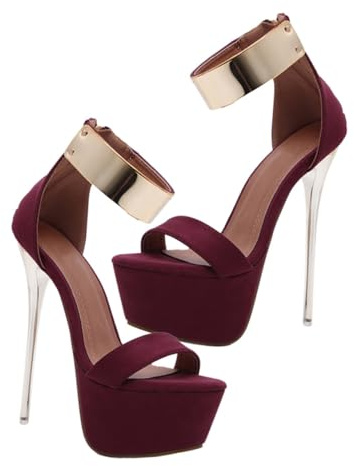 Holibanna Sandales pour Femmes Pompes à Talons Hauts à Talons Hauts Bout Rond Chaussures de Plate-Forme à Talons de 16 Cm