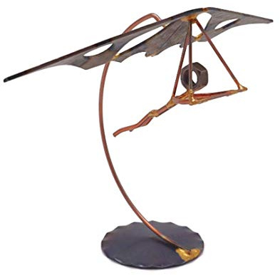 Hang Glider Collectible Handmade Metal Art Figurine, Desk Accessories, Trophy, Boss Gift, Home Office Décor, Collectible Figures