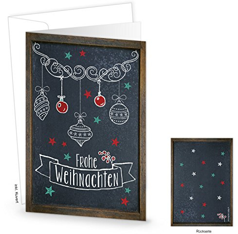 Logbuch-Verlag 100 Frohe Weihnachten Karten modern schwarz weiß braun Tafel-Optik - Weihnachtskarte DIN A6 leer zum Beschriften & Bedrucken