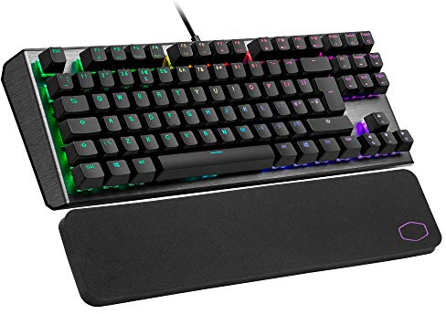 Cooler Master CK530 V2 Tenkeyless Mechanical Gaming Keyboard - Per-Key RGB Backlighting, On-The-Fly Controls, Aluminium Top Plate and Wrist Rest Included - UK Layout/Red Switches