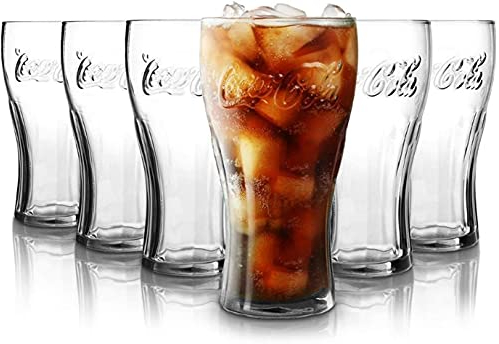 Coca Cola Wassergläser | 330 ml | Set aus 6 | Hochwertige Gläser | Spülmaschinenfest | Kristallgläser | Durchsichtig