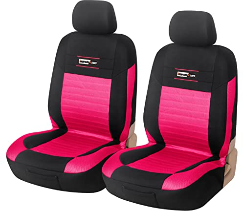 Upgrade4cars Autositzbezüge Vordersitze Rosa Schwarz | Autositzbezug Set Pink Universal | Autoschonbezüge für Fahrersitz & Beifahrer