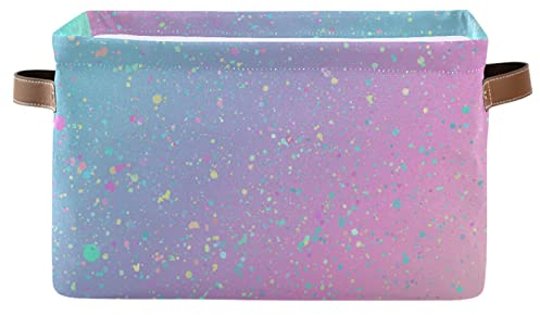 Unicorn Background with Rainbow Pattern Large Storage Basket Foldable Storage Box Organizer Bins with Handles for Bedroom Home Office