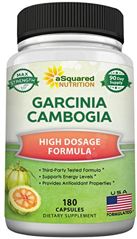 aSquared Nutrition Garcinia Cambogia 1600mg-180 Capsules-Natural Pure Extract Pills for Brain Health- Standardized Ultra HCA & Garcinia Cambogia Supplement Alternative to Gummies, Drops, Tea & Powder