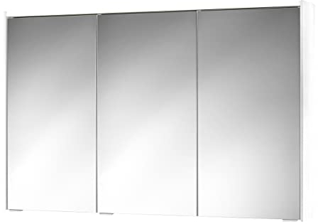 Sieper Spiegelschrank KHX mit LED Beleuchtung 120cm breit, Badezimmer Spiegelschrank aus MDF | Holzdekor Weiß