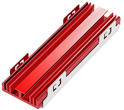 YAODHAOD M.2 Heatsink NVME 2280 SSD Cooler, Double-Sided Heat Sink with Thermal Silicone Pad for PS5 PCIE NVME M.2 SSD or NGFF SATA M.2 SSD Computer and PC… (Red)