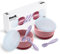 Navik | Set bol ventosa bebe con tapa y cuchara aprendizaje en silicona | cuenco y precucharas | vajilla infantil | +6 meses | Rosa y violeta