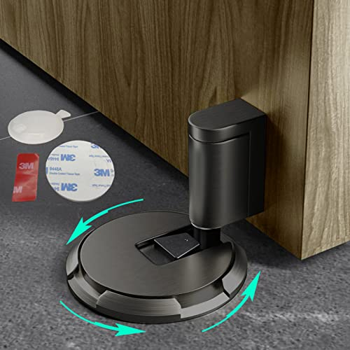 HOOFUS Mechanical Floor Door Stopper,Adjustable Height Door Holder, for Within 3/4 Inch High Door Gaps,No Magnetic Door Stop,Indoor Windproof Door Stop,Nail Free or Screws(Dark Gray, 1pcs)