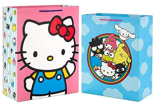 Hallmark Hello Kitty Geschenktüten-Set (2 Taschen: 1 große 33 cm, 1 XL 38,1 cm) für Geburtstage, Schulanfang, Halloween